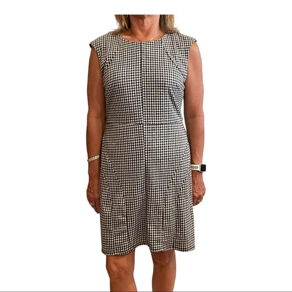 MERONA SLEEVELESS HOUNDSTOOTH DRESS‎